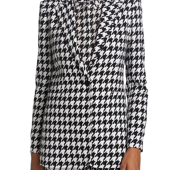 NWT Alice + Olivia Breann checkered black white houndstooth blazer jacket size 2 - Picture 7 of 15